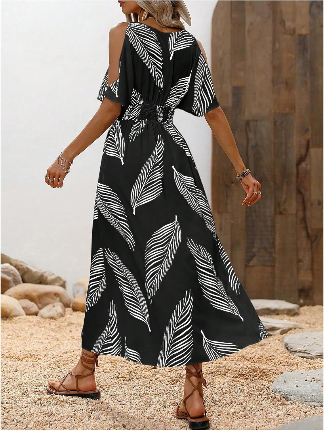 Women'S Vacation Beach Dress Hawaiian Maxi Dresses Tropical Cold Shoulder Sundress Summer Cruise Outfits 2026