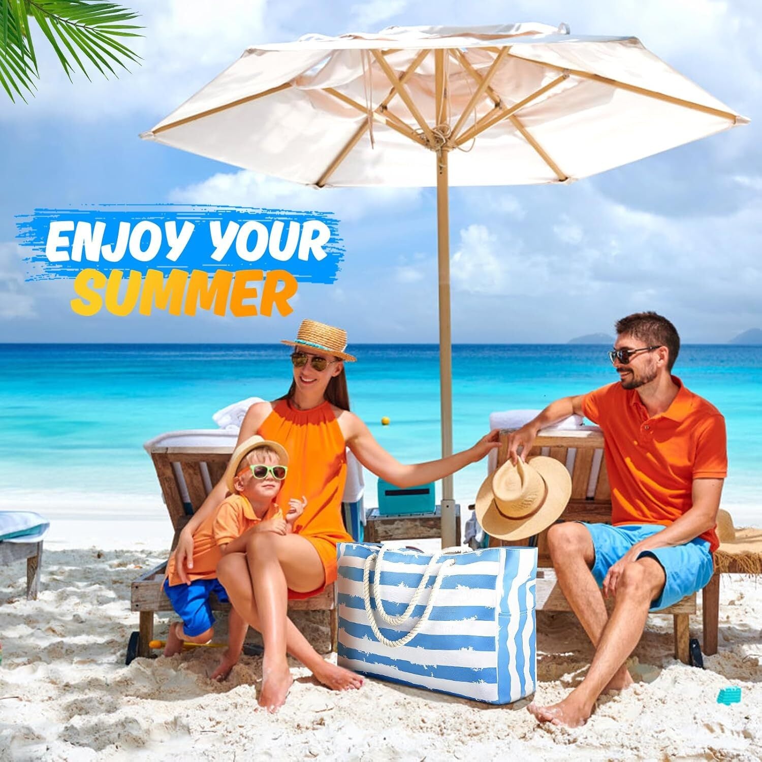 Large Beach Bag for Women & Men Beach Bags Waterproof Sandproof Travel Tote Bag