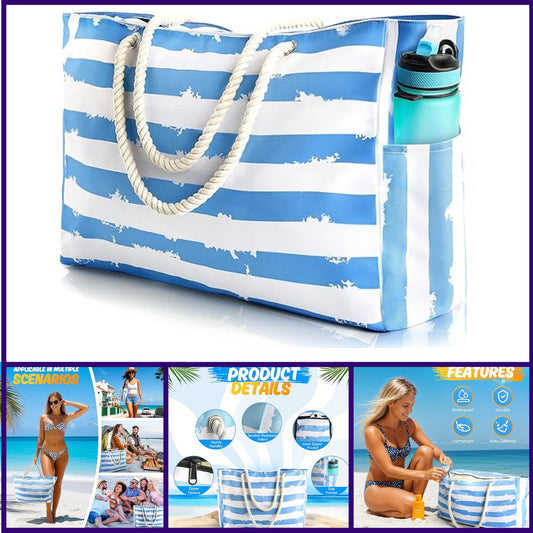 Large Beach Bag for Women & Men Beach Bags Waterproof Sandproof Travel Tote Bag