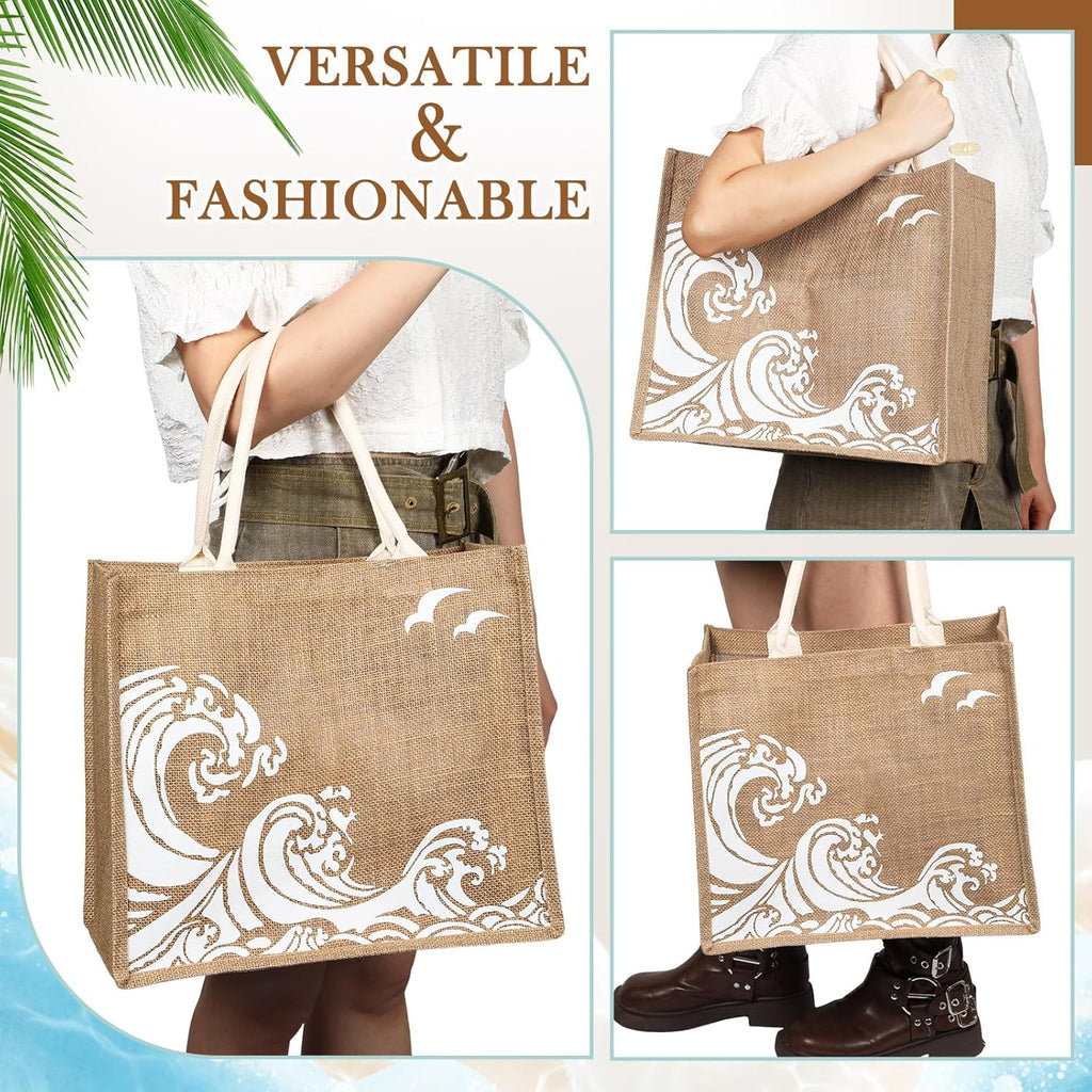 6 Pcs Beach Gifts for Women Set Beach Theme Gift Set Burlap Tote Bags Cosmetic Bag 20 Oz Tumbler Keychain for Birthday Holiday Travel Wedding Bridal Shower Bride Bridesmaid Honeymoon(Classic)