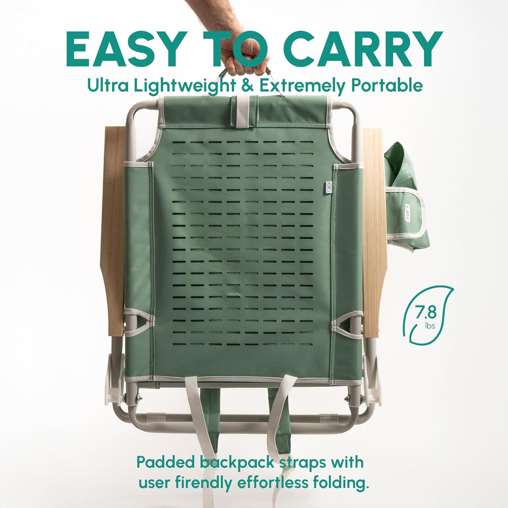 Escapes Backpack Beach Chair - Made W/Ocean Bound Plastics, Customizable W/Molle Accessories, Ultra Lightweight, Low-Seat Natural Comfort, Durable, Rust Free & Waterproof - Nautical Navy