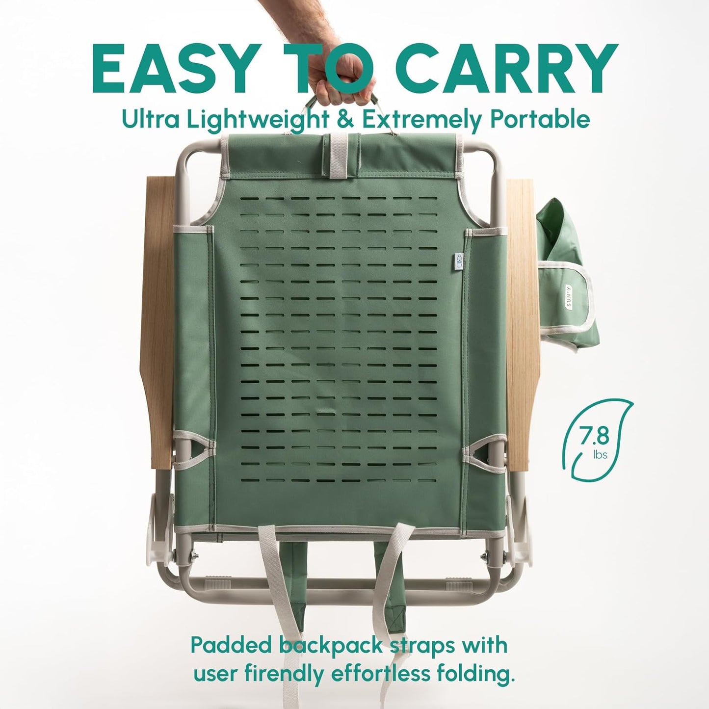 Escapes Backpack Beach Chair - Made W/Ocean Bound Plastics, Customizable W/Molle Accessories, Ultra Lightweight, Low-Seat Natural Comfort, Durable, Rust Free & Waterproof - Nautical Navy