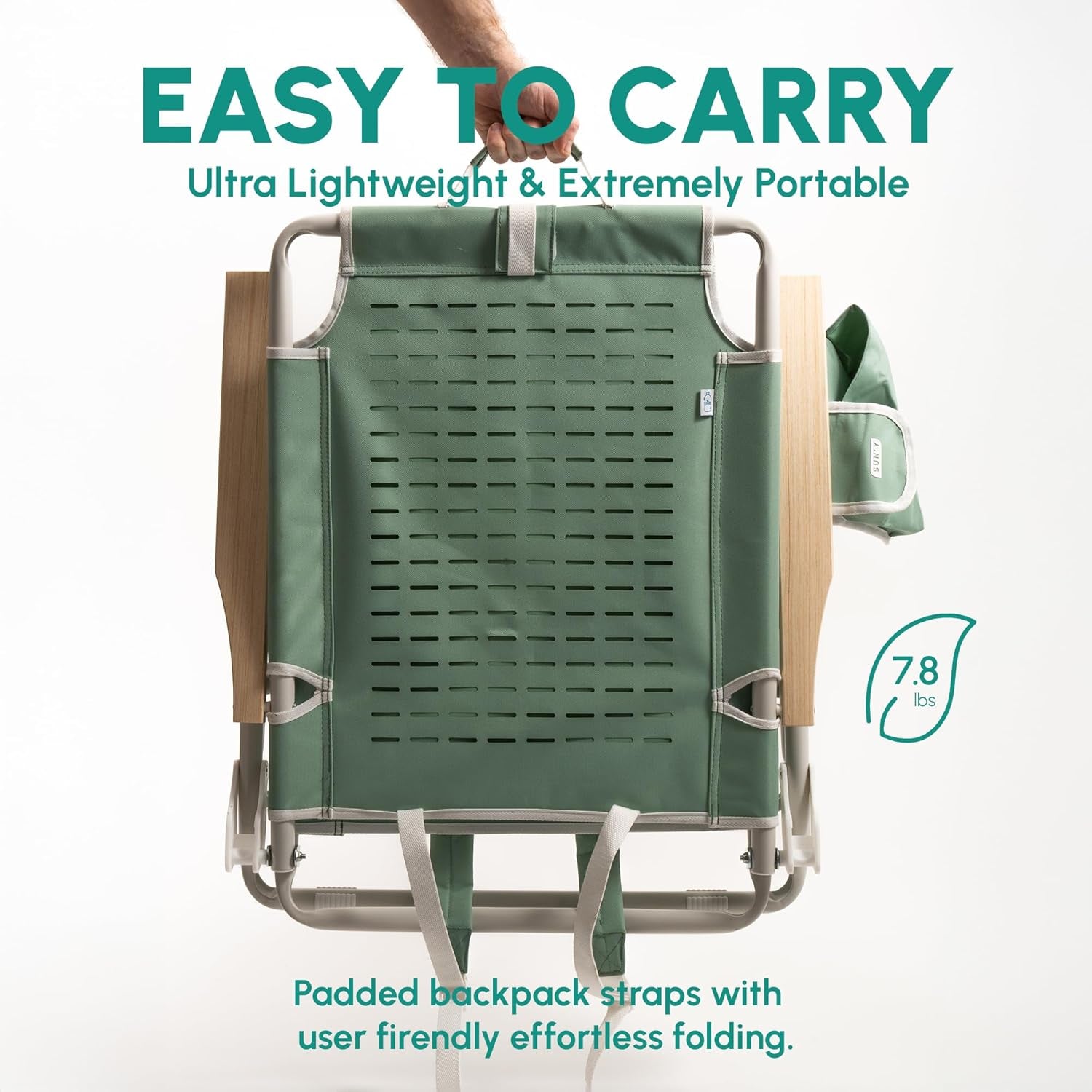 Escapes Backpack Beach Chair - Made W/Ocean Bound Plastics, Customizable W/Molle Accessories, Ultra Lightweight, Low-Seat Natural Comfort, Durable, Rust Free & Waterproof - Nautical Navy