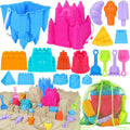 Beach Toys Sand Toys for Kids, Sand Castle Toys for Beach with 2 Castle Bucket and Mesh Bag, Sand Molds, Shovels and Rakes, Sandbox Toys for Toddlers, Travel Beach Toys for Kids 3-10