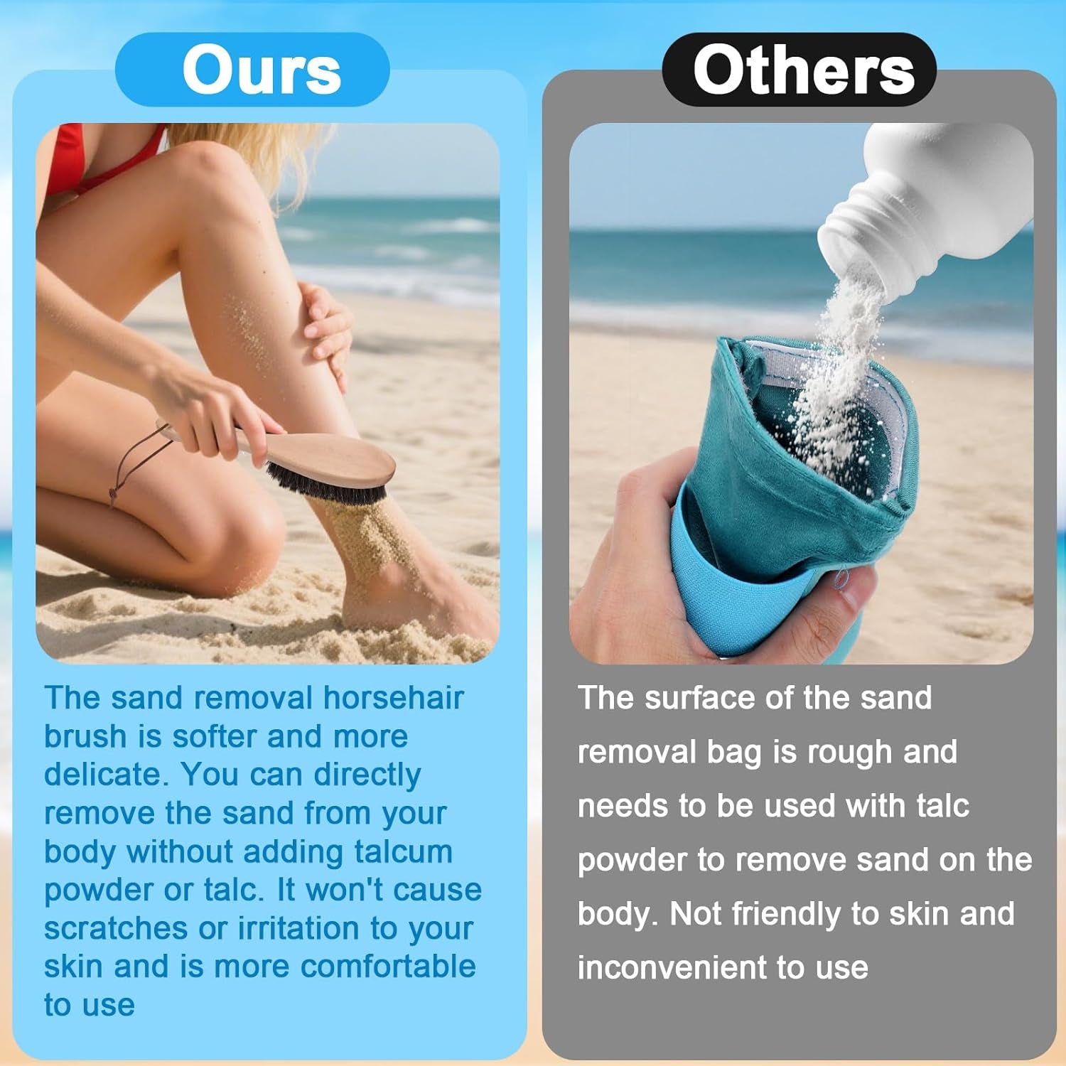 Sand Remover Brush Kits for Beach,Beach Vacation Essentials for Kids Women,Beach Accessories Must Haves for Summer Trip Camping Necessities&Supplies-With Hooks to Hang on the Bogg Bag,5Pcs