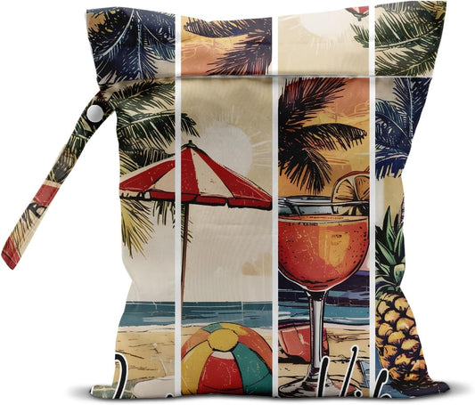 Beach Essentials, Wet Bag for Swimsuit Dirty Clothes Yoga Gym Diaper, Wet Dry Bag, Beach Vacation Essential for Travel Poor Bathing Summer Coastal Gifts Summer Vibes