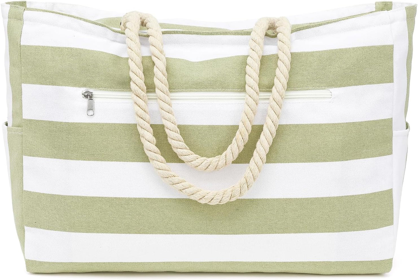 Beach Bags Waterproof Sandproof for Women, Large Canvas Pool Bag with Leakproof Wet Pocket & Zipper Cruise Essentials