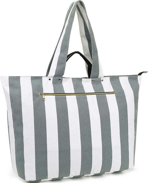Beach Bags Waterproof Sandproof for Women, Large Canvas Pool Bag with Leakproof Wet Pocket & Zipper Cruise Essentials