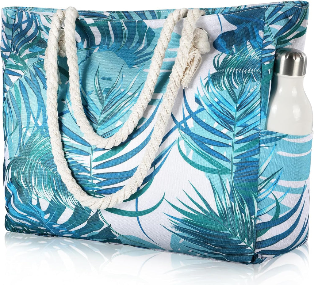 Beach Bag for Women - Large Beach Tote Bag, Waterproof Sandproof Beach Bag with Zipper, Large Swim Pool Beach Tote