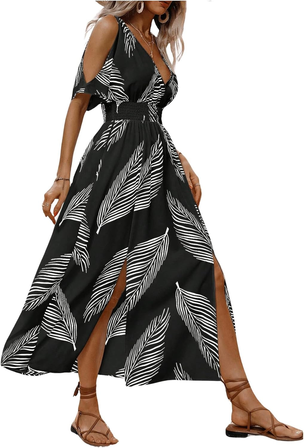 Women'S Vacation Beach Dress Hawaiian Maxi Dresses Tropical Cold Shoulder Sundress Summer Cruise Outfits 2026