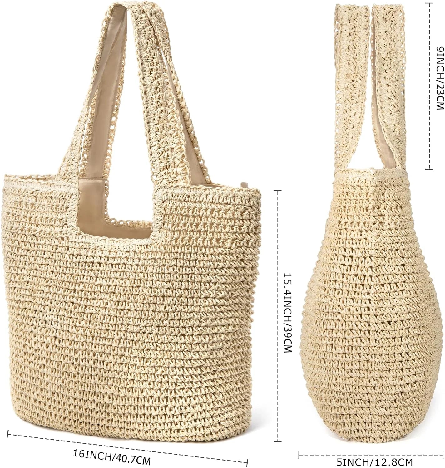 Straw Beach Bag for Women Summer Woven Beach Tote Bag Shoulder Handbags Boho Bag