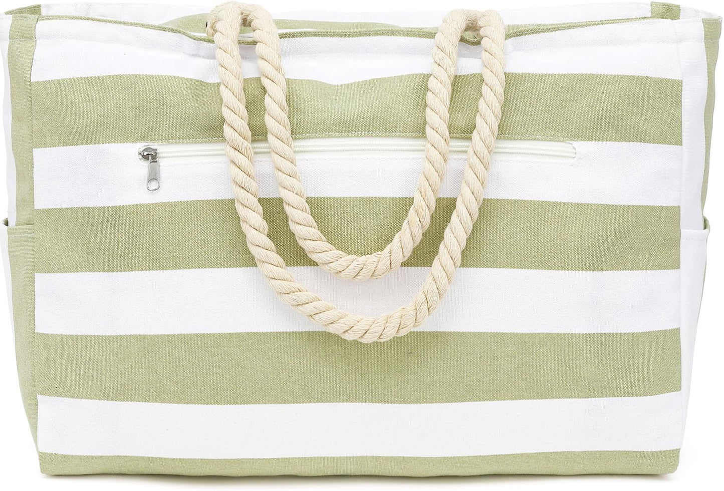 Beach Bags Waterproof Sandproof for Women, Large Canvas Pool Bag with Leakproof Wet Pocket & Zipper Cruise Essentials